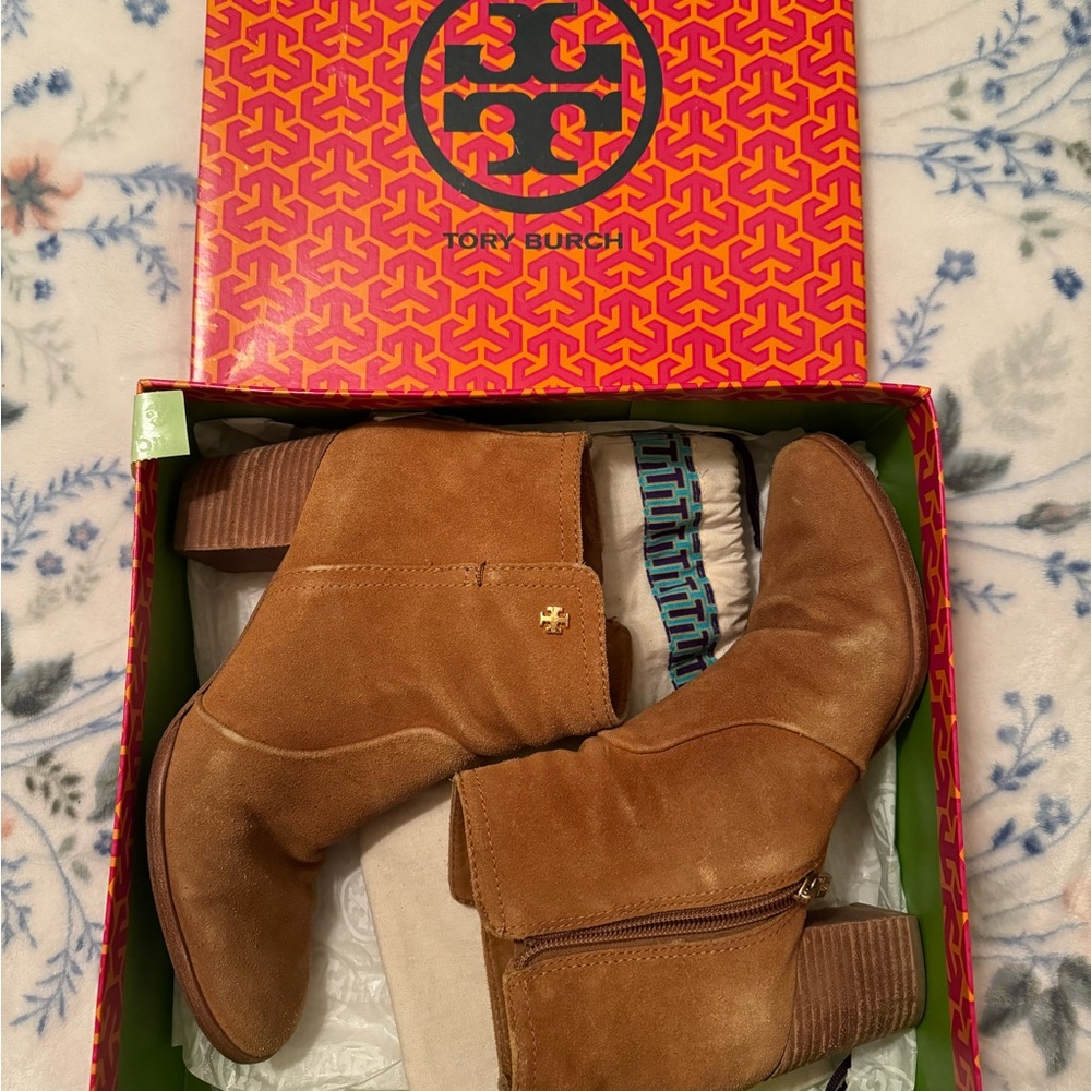 Tory Burch Brown Suede Ankle Booties